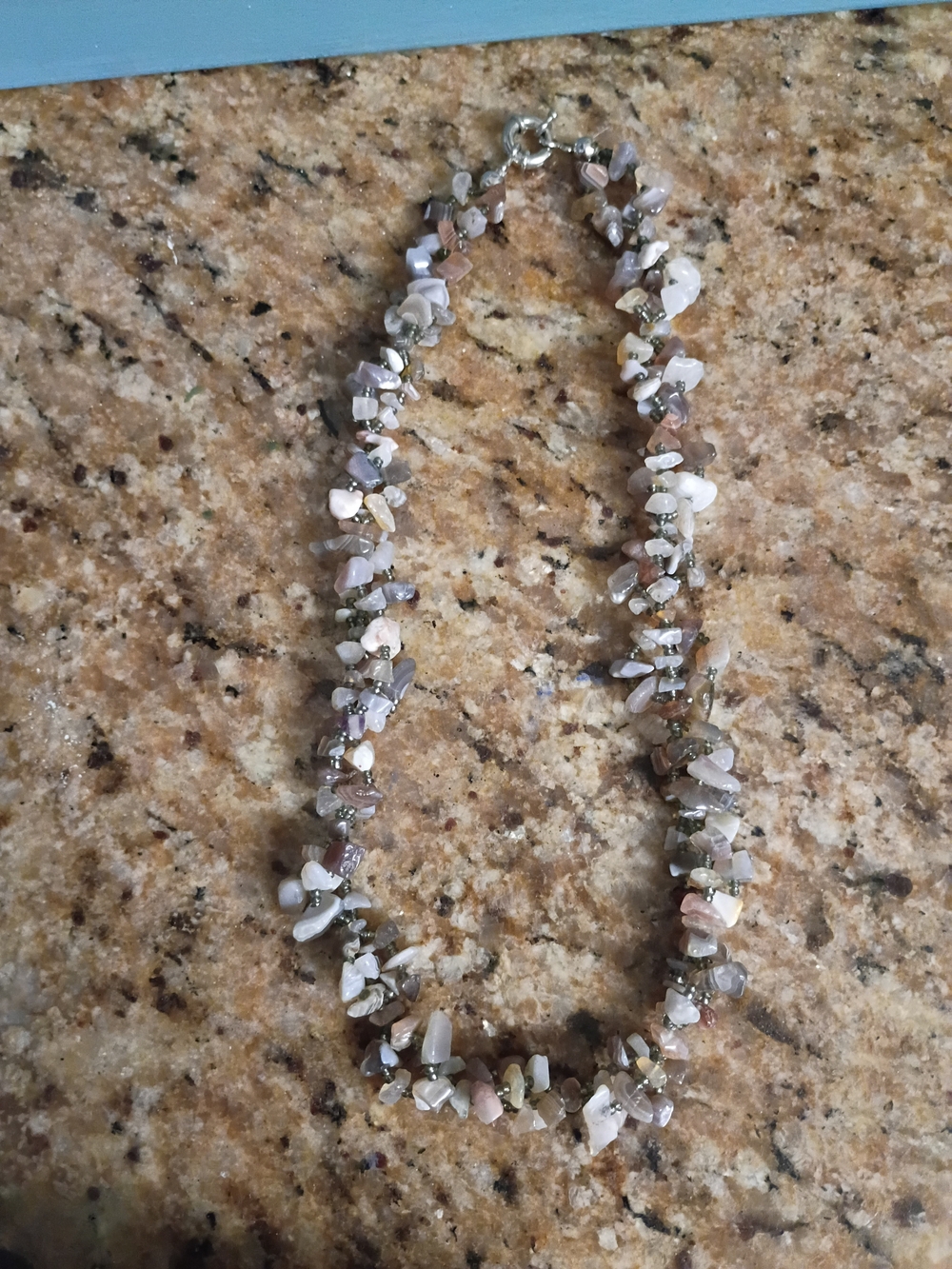 Ancient Earth Anchor: Handcrafted Botswana Agate Chip Strand Necklace